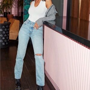Revice Denim “Ex-Boyfriend” Button Fly Relaxed Straight Jeans Light Wash Size 26